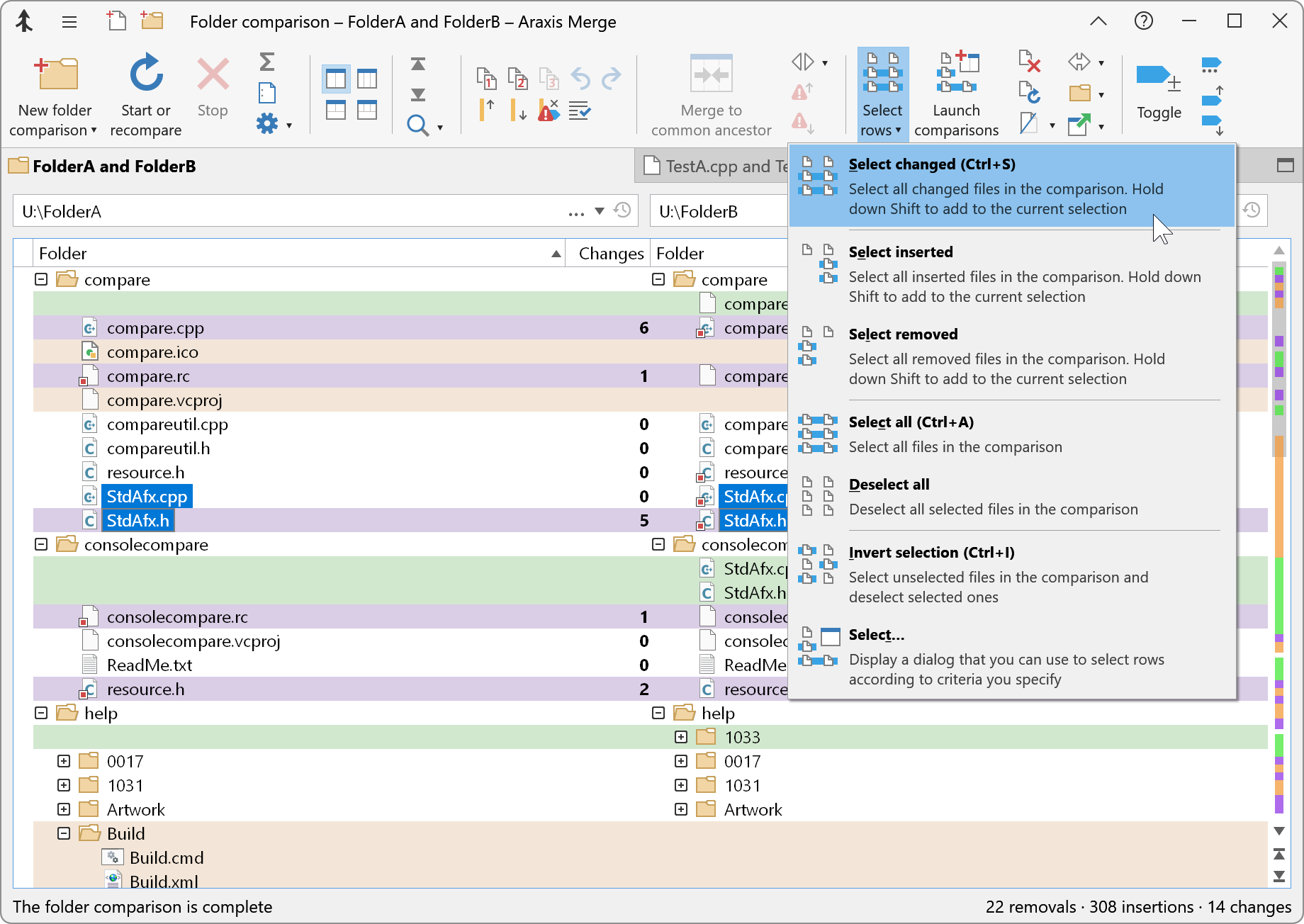 Overview of folder comparison and synchronization